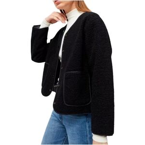 Urban Outfitter's OBEY Mondo Fleece Snap Jacket Size S EUC Black Relaxed Fit